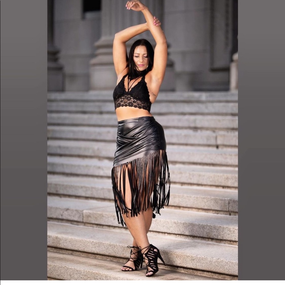 Leather skirt Black and Tan worn once M/L